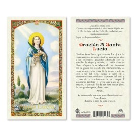 Oración a Santa Lucia Patrona de la Vista Tarjecta Laminada