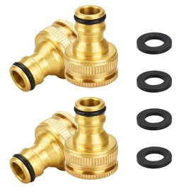 EMAGEREN Brass Hose Connector, Pack of 4 1/2 Inch and 3/4 Inch Garden Hose, Tap Connector Female Thread Tap Adapter for Home Yard/Washing Machine