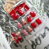 24Pcs Christmas Press on Nails Short Square Fake Nails White