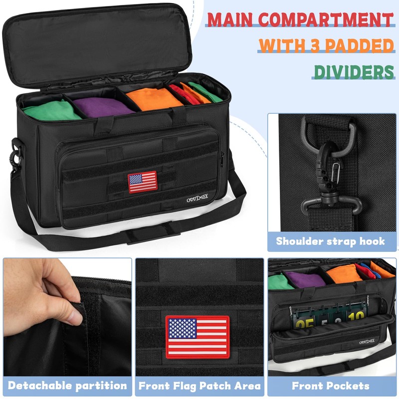OUUTMEE Cornhole Bag Carrying Case Holds 32 Regulation Sized Professional