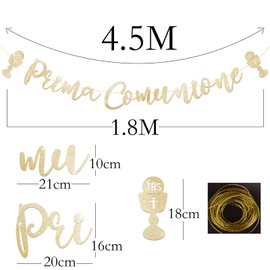 "Prima Comunione" Garland Glitter Gold Christening Sacrament Decorative Paper Banner for Boys Girls Party Decoration Hanging Baby Accessories