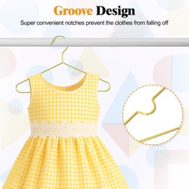 12 Inch Gold Kids Baby Hangers 50 Pack, Strong Metal Toddler Hangers for Closet, Space Saving Children Hanger for Clothes Coats Pants (Gold, 50)