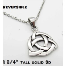 Fashion Jewelry Big PAGAN TRINITY IRISH KNOT CELTIC NORDIC Pendant on 925 Plate Silver 26" Chain