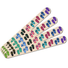 Fun Colorful Flip Flops on Sand Pattern Double-Sided Nail File Emery Board Set 4 Pack
