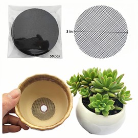 Shudyaer Flower Pot Hole Pad Bonsai Pots Bottom Grid Mat Mesh Round Drainage Mesh Hole Screens Keep Soil from Flowing Away Cuttable Circular Tailorable (50, 3 inch)