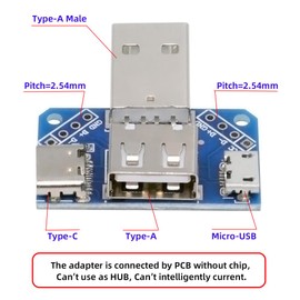 NFHK 3 Port USB Splitter Multi Charging Adapter,USB 2.0 Male to USB A/USB C/Micro USB Female Charge Extension Adapter