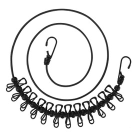 Sonicefit Portable Retractable Clotheslines with 12 Clothespins, Windproof Clothes Drying Line with 13 Anti-Skid Clips, Laundry Drying Line for Backyard Vacation Hotel Balcony (1Pack-Black)