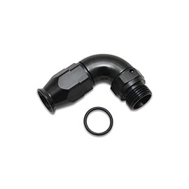 Vibrant Power 29903 Fitting, Hose End, Full Flow, PTFE, 90 Degree, Swivel, Reusable, 6AN Hose, -8 ORB Male Thread, Aluminum, Black Anodized, use with Vibrant 18000 series PTFE Lined Flex Hose, each