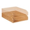 Relaxdays Bamboo Document Holder Tray, Perforated, Stackable, A4, Desk Organizer,