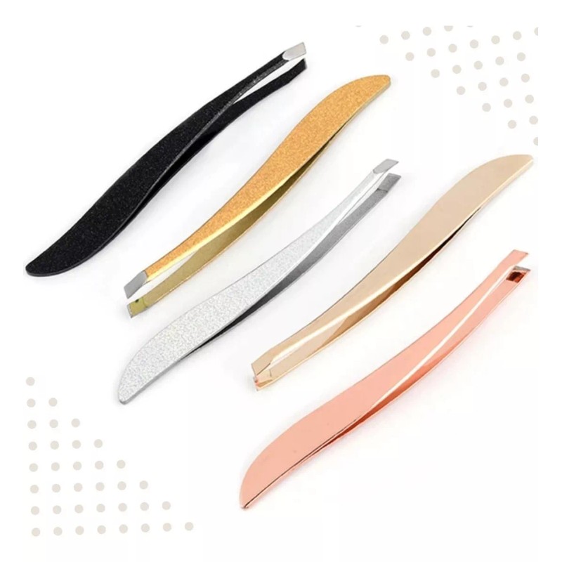 Veraly Pinzas Para Depilación Cejas Acero Inoxidable Punta Plana Color