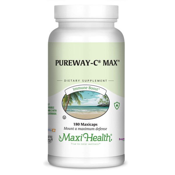 Maxi Health PureWay-C Max - Highly Absorbable Vitamin C - Immune Booster - 180 Capsules - Kosher