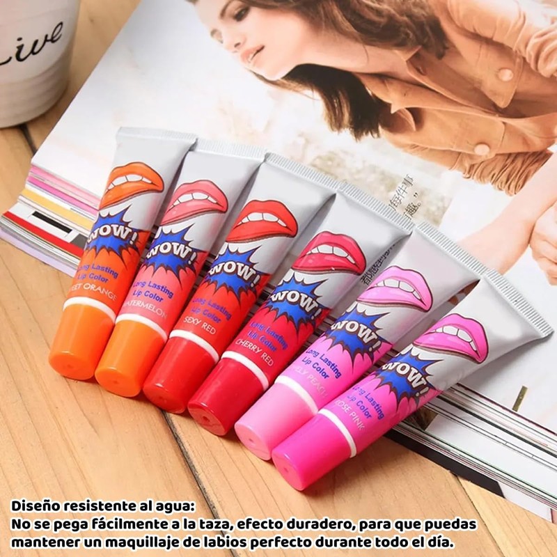 Trío de Labial Tinta Larga Duración 3 Piezas Aplicar, Secar