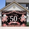 50th Birthday Banner Rose Gold Black Decoration 50th Birthday Women
