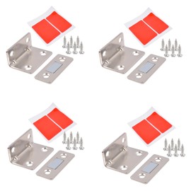 4Pack Cabinet Magnetic Catch,Keukenket L-Shaped Latch Ultra Thin Cabinet Door Magnetic Catch for Drawer Magnets Adhesive Cabinet Latch Magnetic Closures Drawer (4Pack Silver)