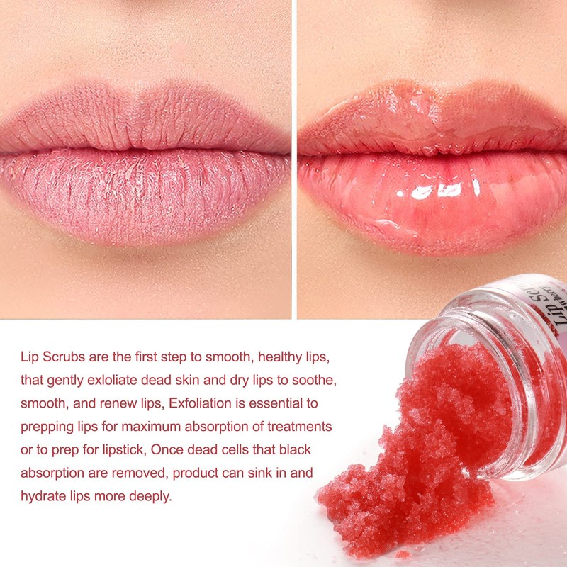 Strawberry Lip Scrub & Repair, Exfoliator & Moisturizer for Chapped,