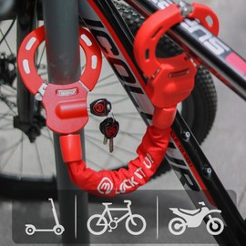 Mezelon Electric Scooter Lock, 8mm Chain Lock Bike Locks Heavy Duty Anti Theft with 3 Keys for E-Bike/Electric Scooters