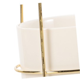 Gatuida Ceramic Utensil Holder Metal Frame Decorative Kitchen Cutlery Organizer for Countertop 10-inch Tall Stylish Home Decor Suitable for Spoons Chopsticks and Silverware