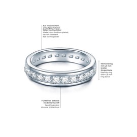 Trilani Women's Memoir Ring Sterling Silver Cubic Zirconia White Brilliant Cut Engagement Wedding Ring, Silver, Cubic Zirconia