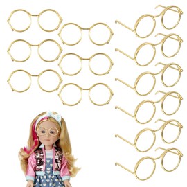 Yuomeaz 12 Pcs Doll Glasses, Round Mini Doll Eyeglasses, Metal Dolls Dress up Making Supplies for 18 Inch Dolls Costume Cosplay DIY Crafts