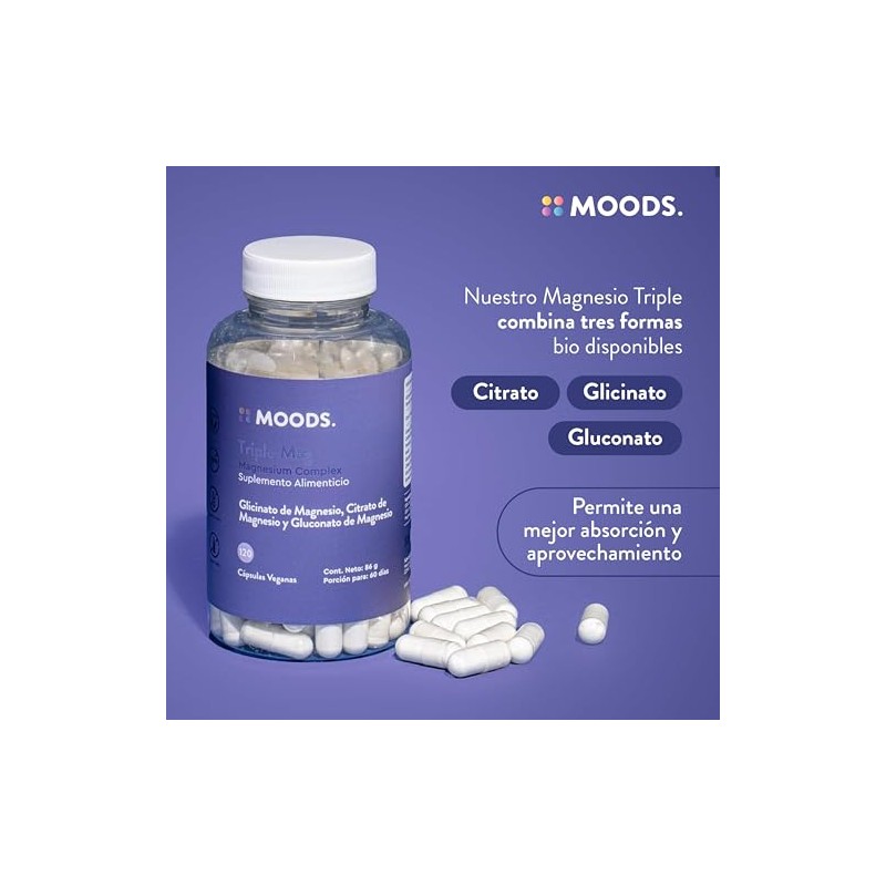 Moods Triple Mag - Magnesio Complex con Glicinato, Gluconato y