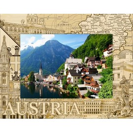 Saddle Mountain Souvenir Austria Germany Laser Engraved Wood Picture Frame Landscape (4 x 6)