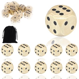 MOAZIFI Pack of 10 Wooden Dice, Large Play Dice for Adults and Children, 35mm Leather Polished Dice for Table Games and Parties