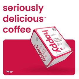 happy coffee medium roast coffee pods, 22 count, notes of chocolate & confidence, compatible with most K-cup brewers, rainforest alliance certified