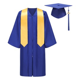 Colorful House Adult Royal Blue Graduation Cap and Gown 2025 Female Graduation Gown Masters Degree for Men Judge Robe(Royal blue,54