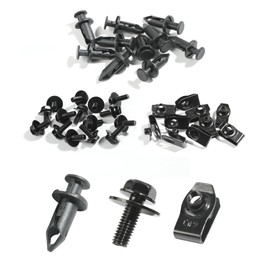 35 PCS Engine Under Cover Splash Shield Guard Body Bolts, Splash Shield Guard Retainer Bumper Fender Liner Fastener Rivet Clips and Extruded U-Nuts Kit