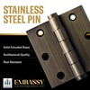 Embassy Door Hinge Solid Brass - 3 x 3 Inch,