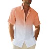 Mens Gradient Linen Shirts Casual Button Down Short Sleeve Beach