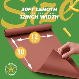PH PERKHOMY Pink Butcher Paper Roll 12" x 360" (30') for Smoker BBQ Grilling Smoking Meat Unbleached Uncoated Unwaxed (Pink, 12" x 30')