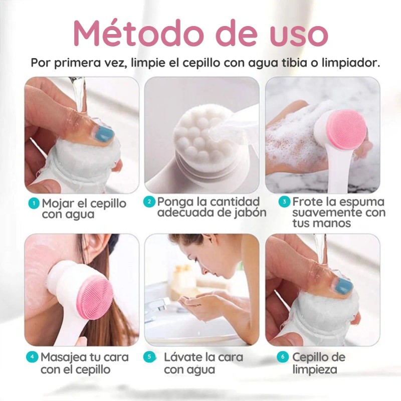 Cepillo Limpieza Facial Doble Cara Manual Exfoliante Skin F