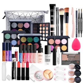 BrilliantDay 37 Pieces Multi-Purpose Makeup Set All-in-One Makeup Gift Set Cosmetic Palette Starter Kit Lip Gloss Blush Brush Eyeshadow Palette Highly Pigmented for Women Girls