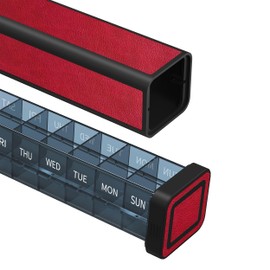 TOMSKYE Pull-Out Pill Case, Premium Leather Portable Pill Case, Dustproof, Splashproof, Antibacterial, Moisture Proof, Clear Inner Shell, Divided Case, Day of the Week Compact, Supplement Protective