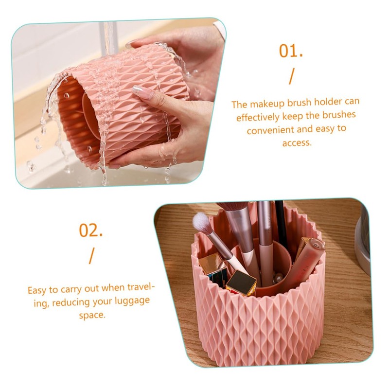 FOMIYES 2pcs Makeup Brush Bucket Rotatable Vanity Brush Organizer and