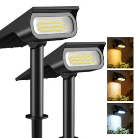Lightonight Solar Light Outdoor Waterproof IP68, 56 LED 3 Color Modes Solar Spot Lights Outdoor, Solar Powered Garden Lights for Outside Landscape Pathway Yard House Patio Garage Driveway Tree, 2Pack