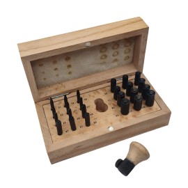 bestbuywholesalers Bezel Setting Tool Punch Set with 24 Punches in Wooden Box Size 1.1 mm to 10 mm