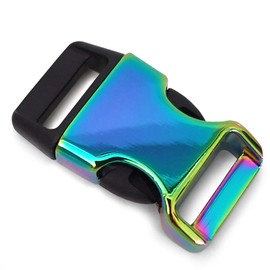 Ganzoo Metal Plastic Click Clasp, Set of 8, 3/4 Inch Clip Clasp/Buckle/Buckle for Paracord Bracelets, Dog Collars, Backpack, Colour: Rainbow/Black, rainbow