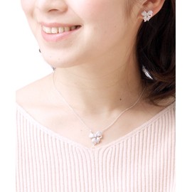 VINGTAINE Ribbon Cubic Zirconia Necklace, Slide Adjuster, Slide Chain, C2-27A-S, Silver Color, Stone Silver Brass