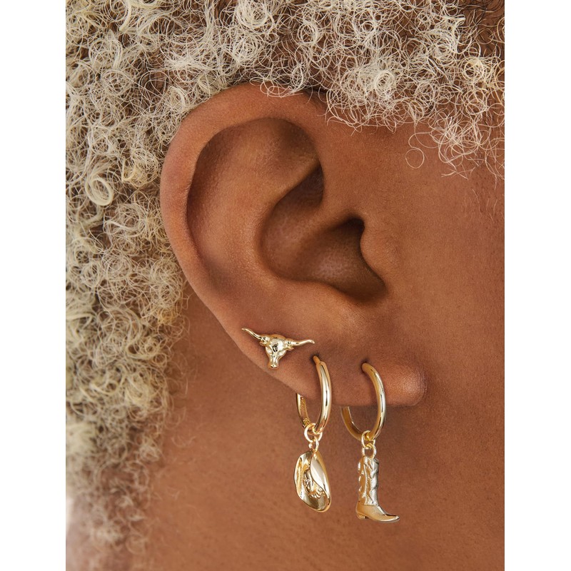 Mameloly Cowboy Boot Earrings Dangle 14K Gold Plated Cowgirl Hoop