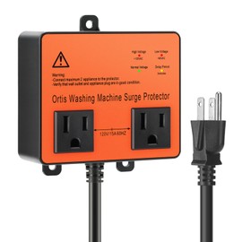 Washing Machine Surge Protector, Ortis Double Outlet Voltage Protector for Home Appliances with Time Delay, Protects Against Brownout, Spike, Instant Surge All Voltage Abnormalities, Orange