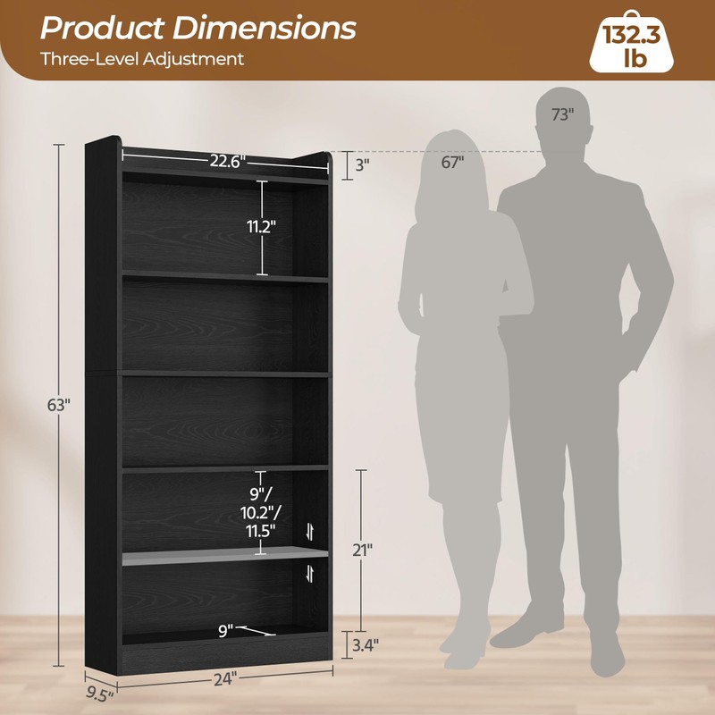Yaheetech 6-Tier Open Bookcase and Bookshelf, Modern Simple Floor Standing