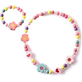 Generisch Kids Cartoon Necklace, Colorful Animal Child Jewelry, Flower Beads, Fashion Bracelet Accessories, Jewellery Set Girls, Plastic, No Gemstone