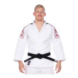FUJI mens Double Weave Judo Gi, Thick Collar Cotton-Blend Judo Uniform , White , 5