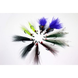 The Coniston 10 pack of classic style Salmon, Sea or Rainbow trout dumbell fish eyed flies with crystal flash in a variety of sized hooks (Size 10 hook)