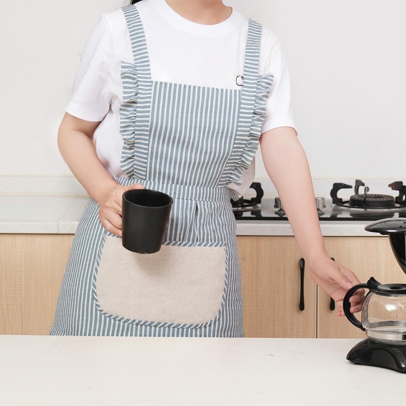 Ftuency Cute Cotton Apron for Women, Adjustable Bib Cooking Kitchen
