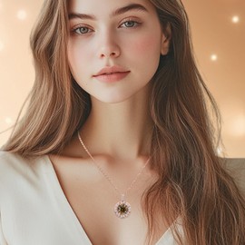 MISUMOR Women's Necklace 925 Silver Gold Chain with Cubic Zirconia Birthstone Pendant Jewellery Women's Gifts for Women, Girlfriend, Mum, Wife, Birthday, Christmas, Valentine's Day, Mother's Day,