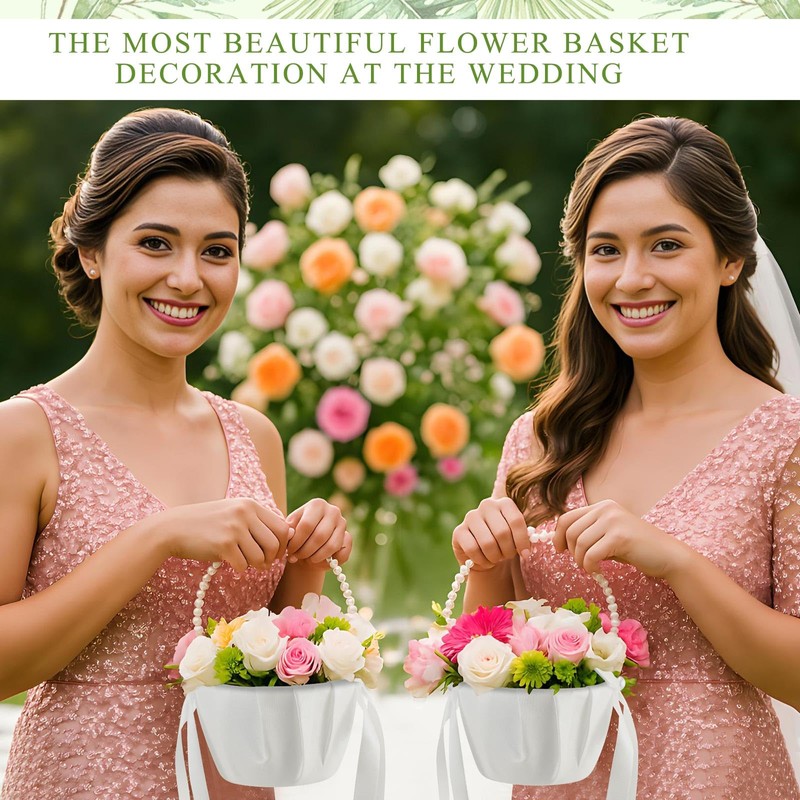 Geetery 6 Pieces Flower Girl Baskets for Weddings with Cute