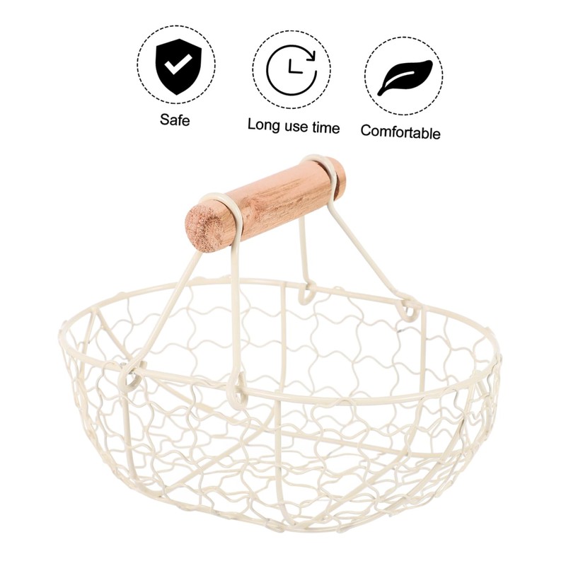 Alipis Metal Wire Storage Basket Rustic Decorative Egg Holder for
